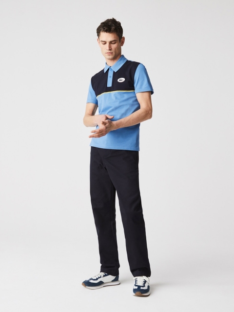 

Lacoste Men Blue Colourblocked Polo Collar T-shirt