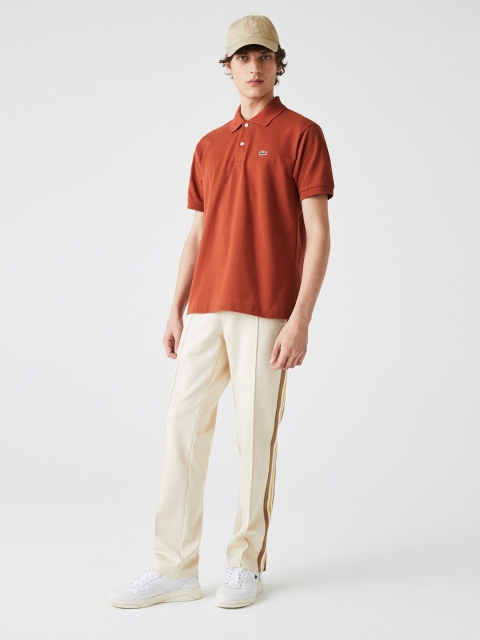 

Lacoste Men Brown Pure Cotton Solid Polo Collar T-shirt