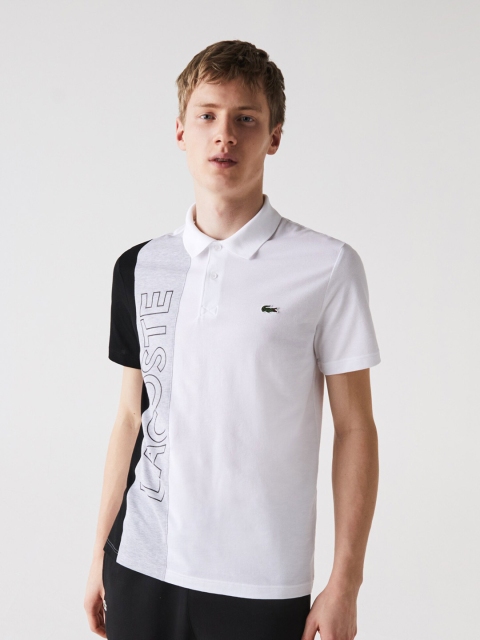 

Lacoste Men White Colourblocked Polo Collar T-shirt