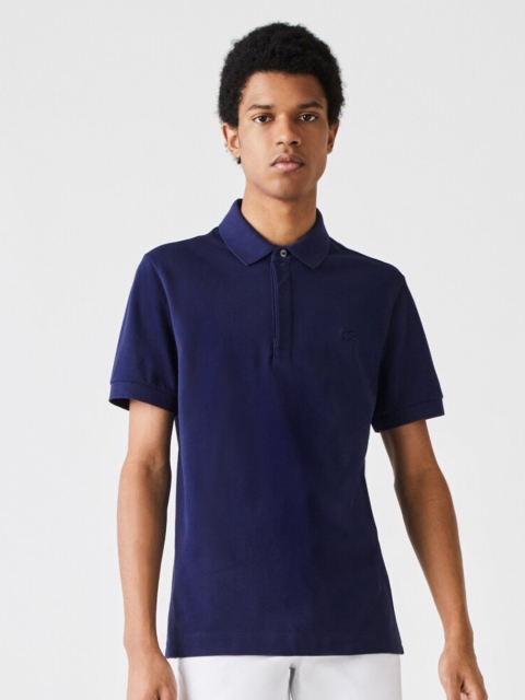 

Lacoste Men Navy Blue Solid Polo Collar T-shirt