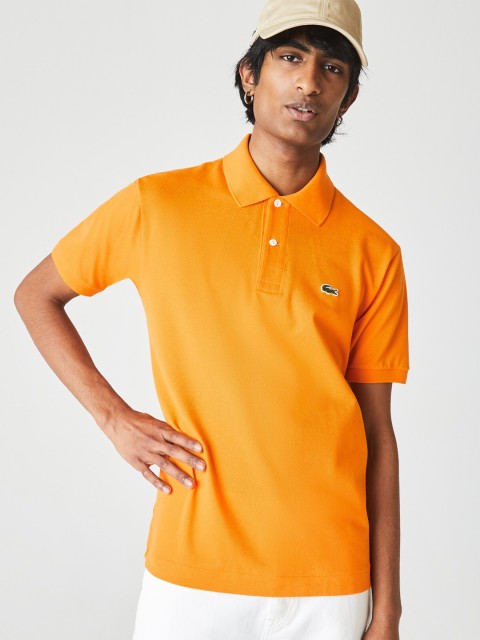 

Lacoste Men Orange Pure Cotton Solid T-shirt