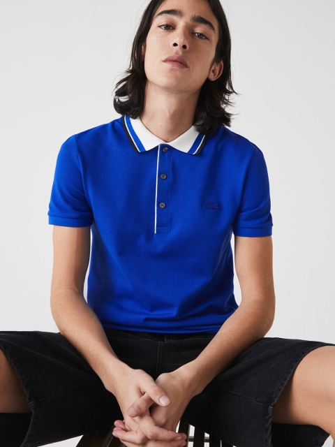 

Lacoste Men Blue Solid Polo Collar T-shirt
