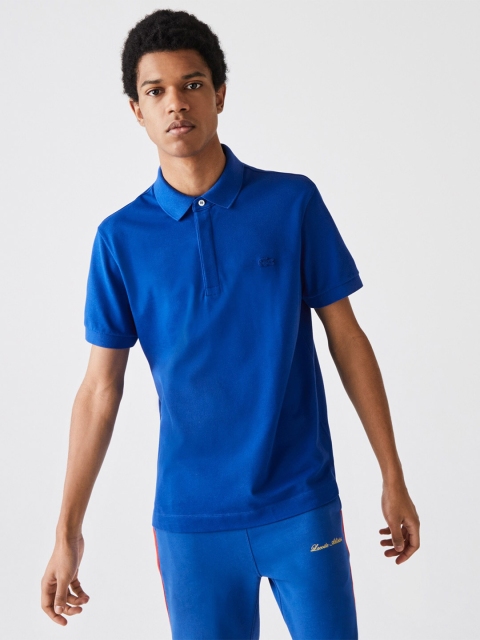 

Lacoste Men Blue Solid Polo Collar T-shirt