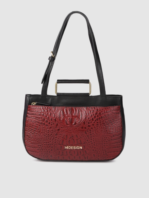 

Hidesign Red & Black Textured Leather Shoulder Bag