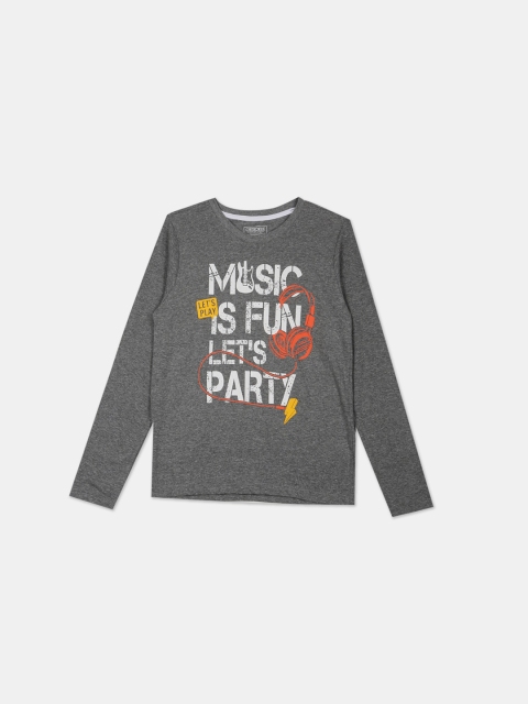 

Cherokee Boys Charcoal Grey Printed Round Neck T-shirt