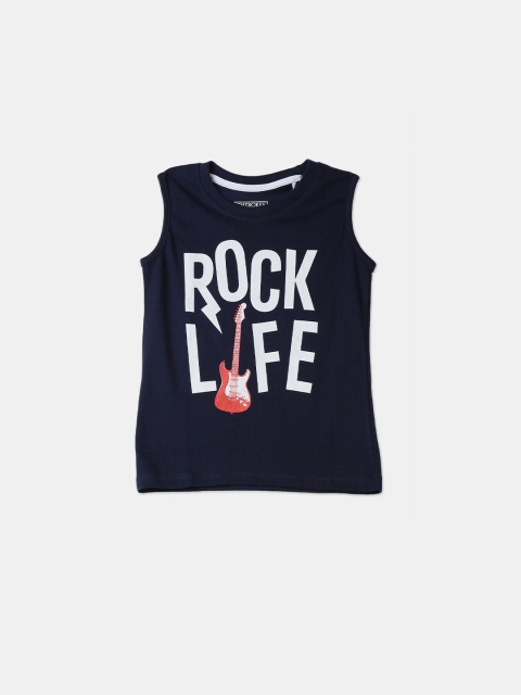 

Cherokee Boys Navy Blue Printed Round Neck T-shirt