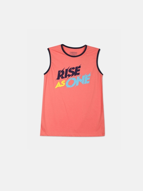 

Cherokee Boys Coral Pink Printed Round Neck T-shirt