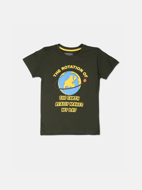 

Cherokee Boys Olive Green Printed Round Neck T-shirt