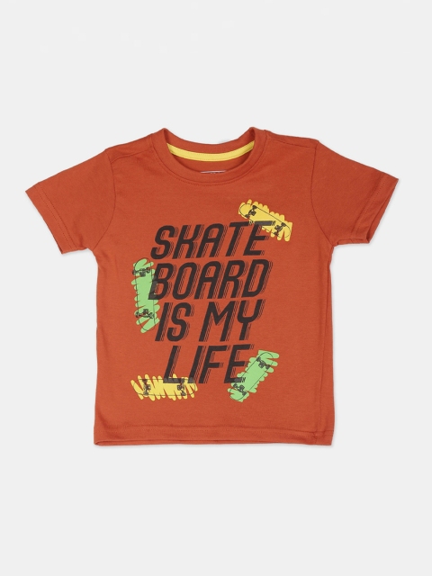 

Cherokee Boys Rust Brown Printed Round Neck T-shirt