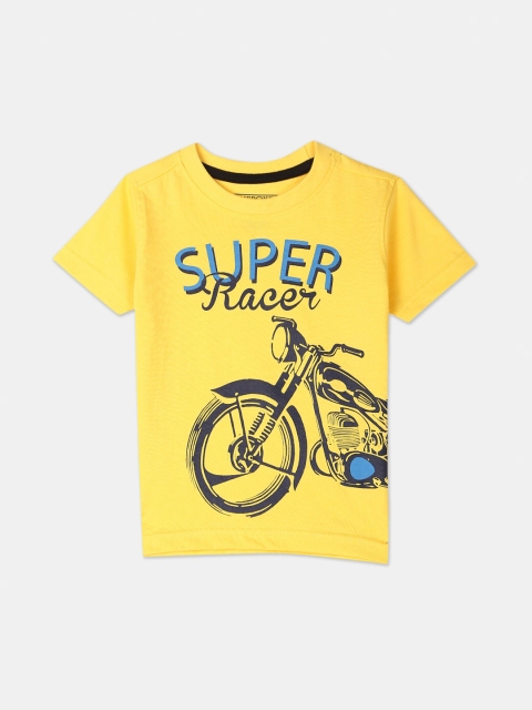 

Cherokee Boys Yellow Printed Round Neck T-shirt