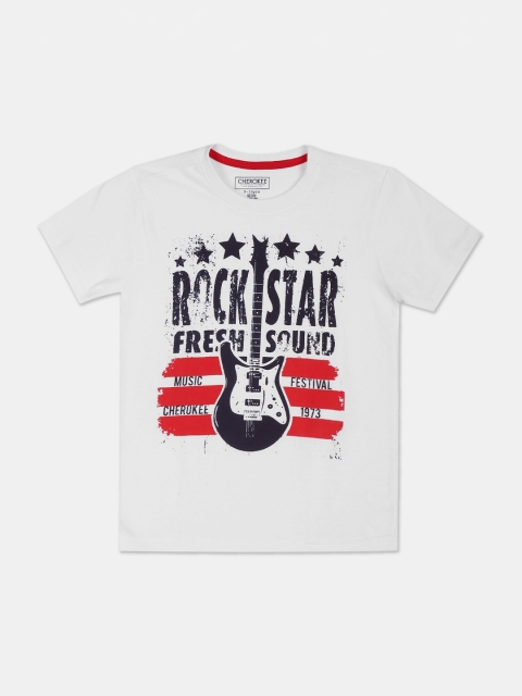 

Cherokee Boys White Printed Round Neck T-shirt