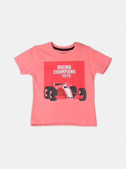 

Cherokee Boys Coral Pink Printed Round Neck T-shirt