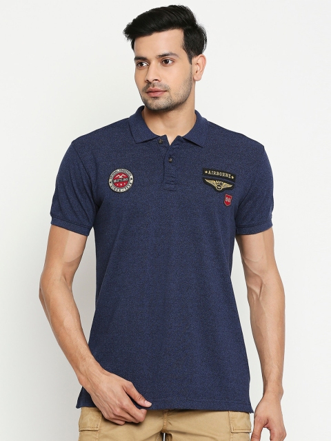 

Mufti Men Navy Blue Solid Polo Collar T-shirt