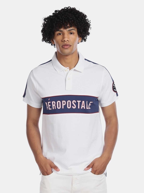 

Aeropostale Men White Printed Polo Collar T-shirt