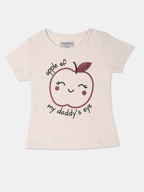 

Cherokee Girls Off-White Printed Round Neck T-shirt