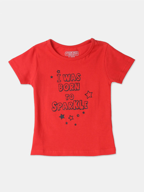 

Cherokee Girls Red Printed Round Neck T-shirt