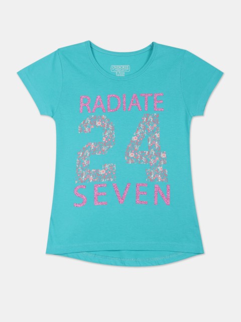 

Cherokee Girls Blue Printed Round Neck T-shirt
