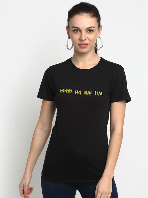 

VIMAL JONNEY Women Black Printed Round Neck T-shirt