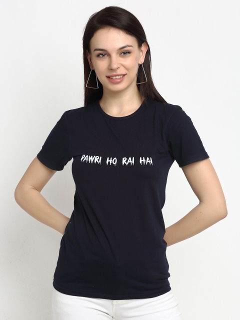 

VIMAL JONNEY Women Navy Blue Printed Round Neck T-shirt
