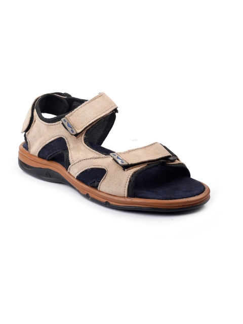 

Woakers Men Beige Leather Comfort Sandals