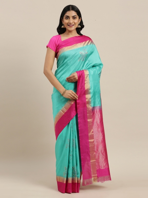 

The Chennai Silks Blue Pure Silk Woven Design Kanjeevaram Saree