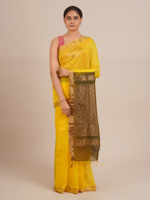 

Pothys Yellow Woven Design Silk Cotton Saree
