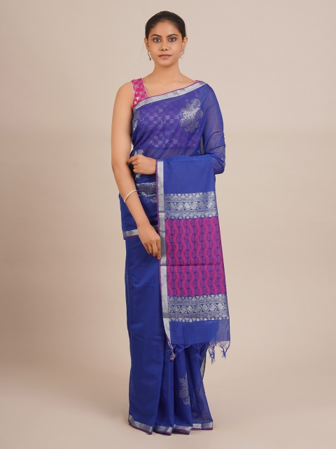 

Pothys Blue & Purple Silk Cotton Woven Design Saree