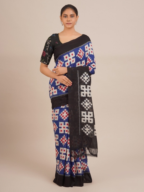 

Pothys Blue Pure Cotton Printed Sambalpuri Saree