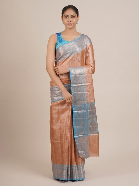 

Pothys Gold-Toned & Blue Cotton Blend Woven Design Saree