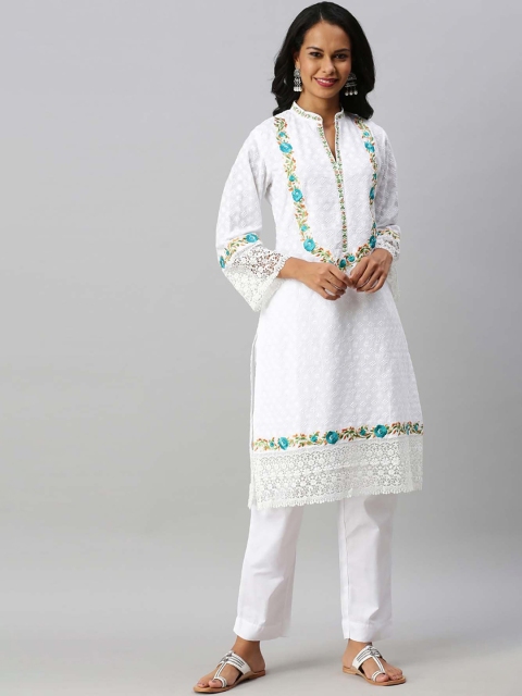

Soch Women Off-White Embroidered Kurta with Palazzos