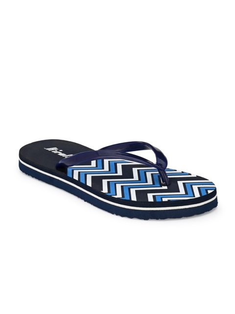 

HIROLAS Women Blue & White Printed Thong Flip-Flops