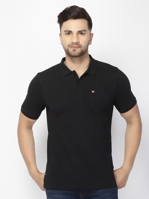 

Blackberrys Men Black Slim Fit Solid Polo Collar T-shirt