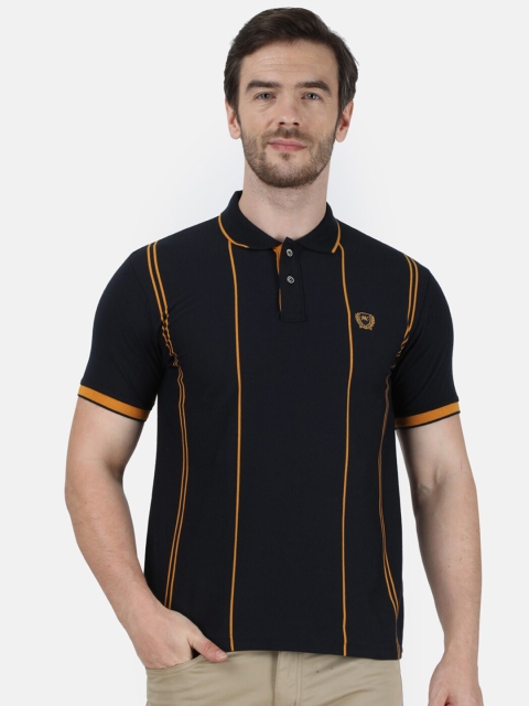 

Monte Carlo Men Black Striped Polo Collar T-shirt