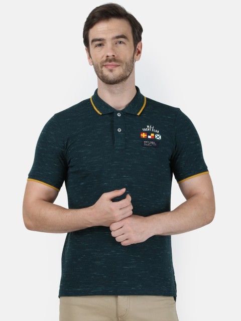 

Monte Carlo Men Green Solid Polo Collar T-shirt