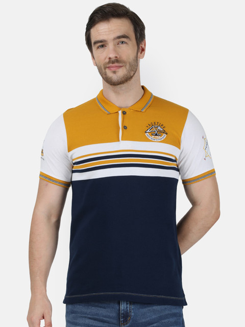 

Monte Carlo Men Navy Blue Colourblocked Polo Collar T-shirt