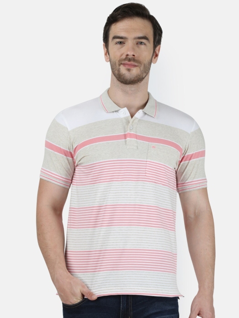 

Monte Carlo Men Grey Striped Polo Collar T-shirt