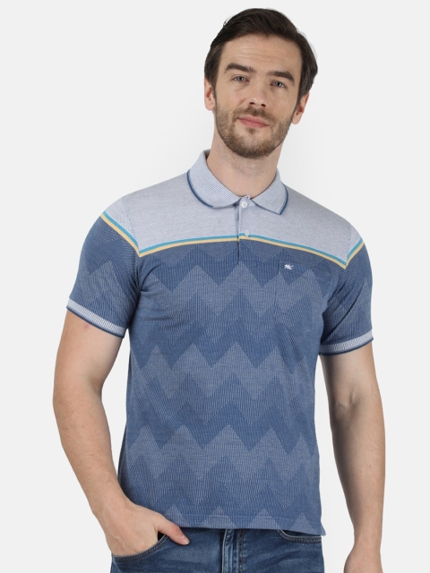 

Monte Carlo Men Blue Printed Polo Collar T-shirt