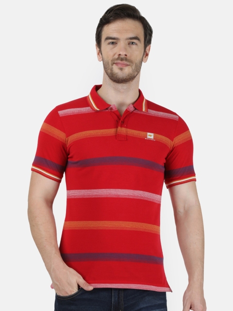 

Monte Carlo Men Red Striped Polo Collar T-shirt