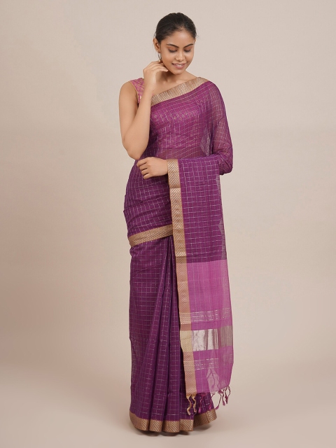 

Pothys Violet Pure Cotton Checked Mangalagiri Saree