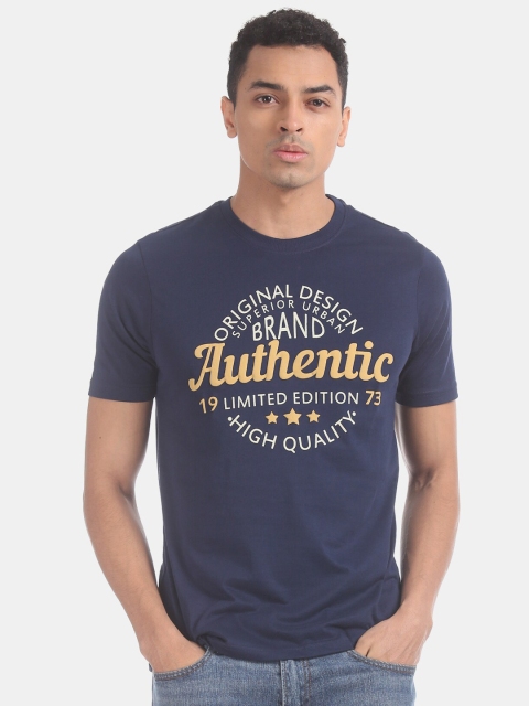 

Cherokee Men Navy Blue Pure Cotton Printed Round Neck T-shirt