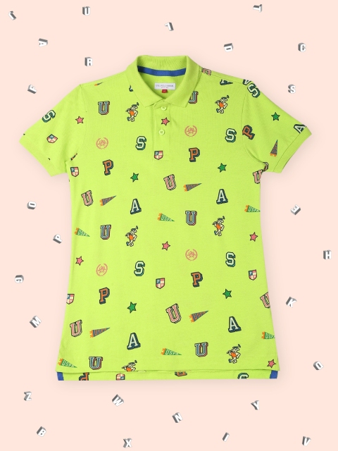 

U.S. Polo Assn. Kids Boys Green Printed Polo Collar T-shirt