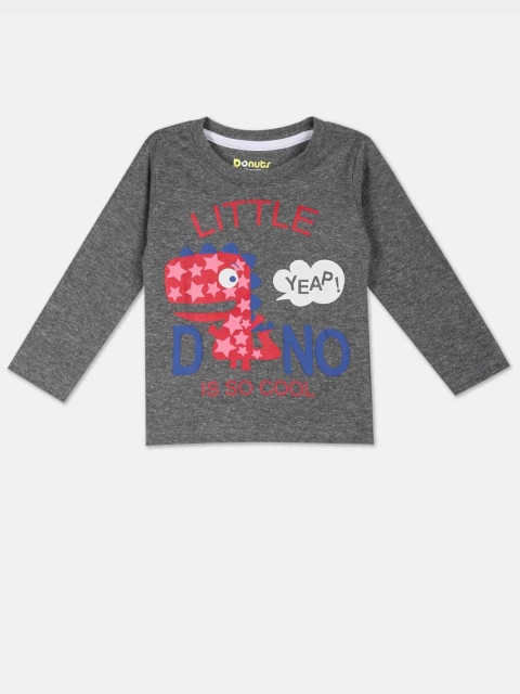 

Donuts Boys Charcoal Grey Printed Round Neck T-shirt