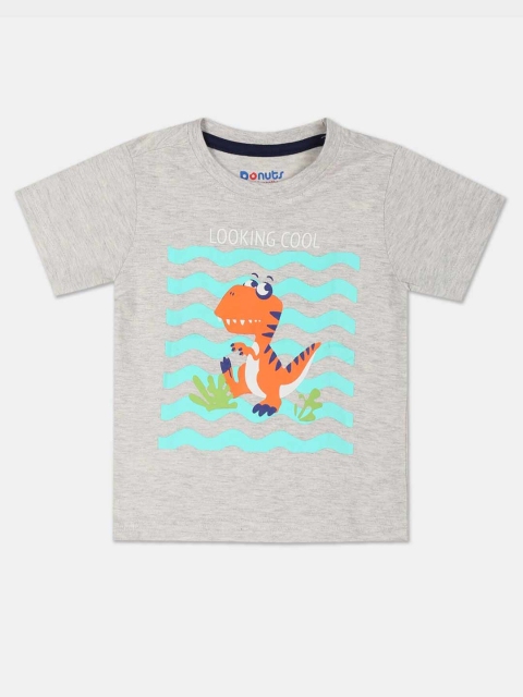 

Donuts Boys Grey Printed Round Neck T-shirt