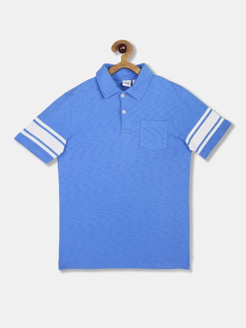 

GAP Boys Blue & White Stripe-Sleeve Pocket Polo
