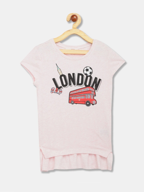 

GAP Girls Pink Printed Round Neck T-shirt