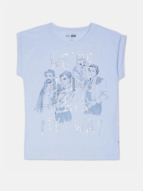 

GAP Girls Blue Star Wars Sequin Graphic T-Shirt