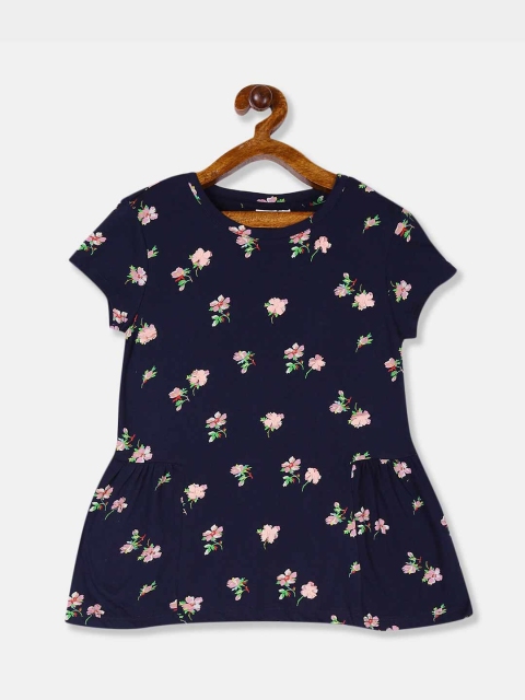 

GAP Navy Blue Floral Peplum Top