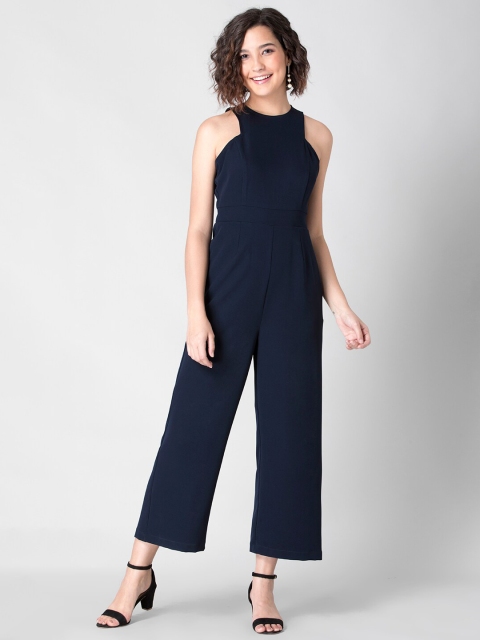 

FabAlley Women Navy Blue Solid Basic Jumpsuit