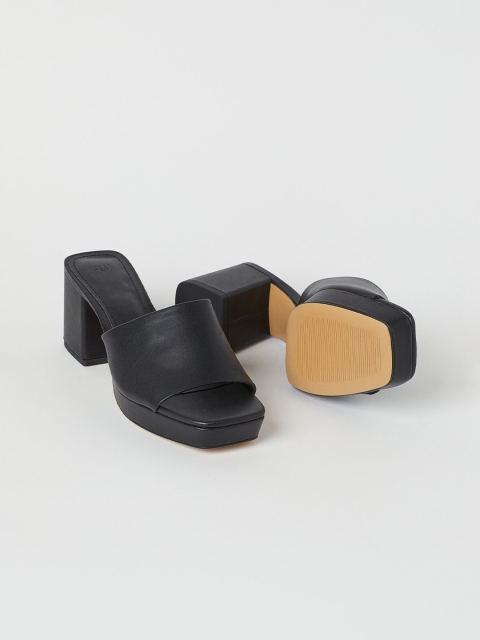 

H&M Women Black Block-Heeled Mules