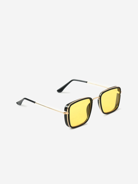 

FUZOKU Men Yellow Lens & Black Square Sunglasses FZKSS2020SG0189-Yellow
